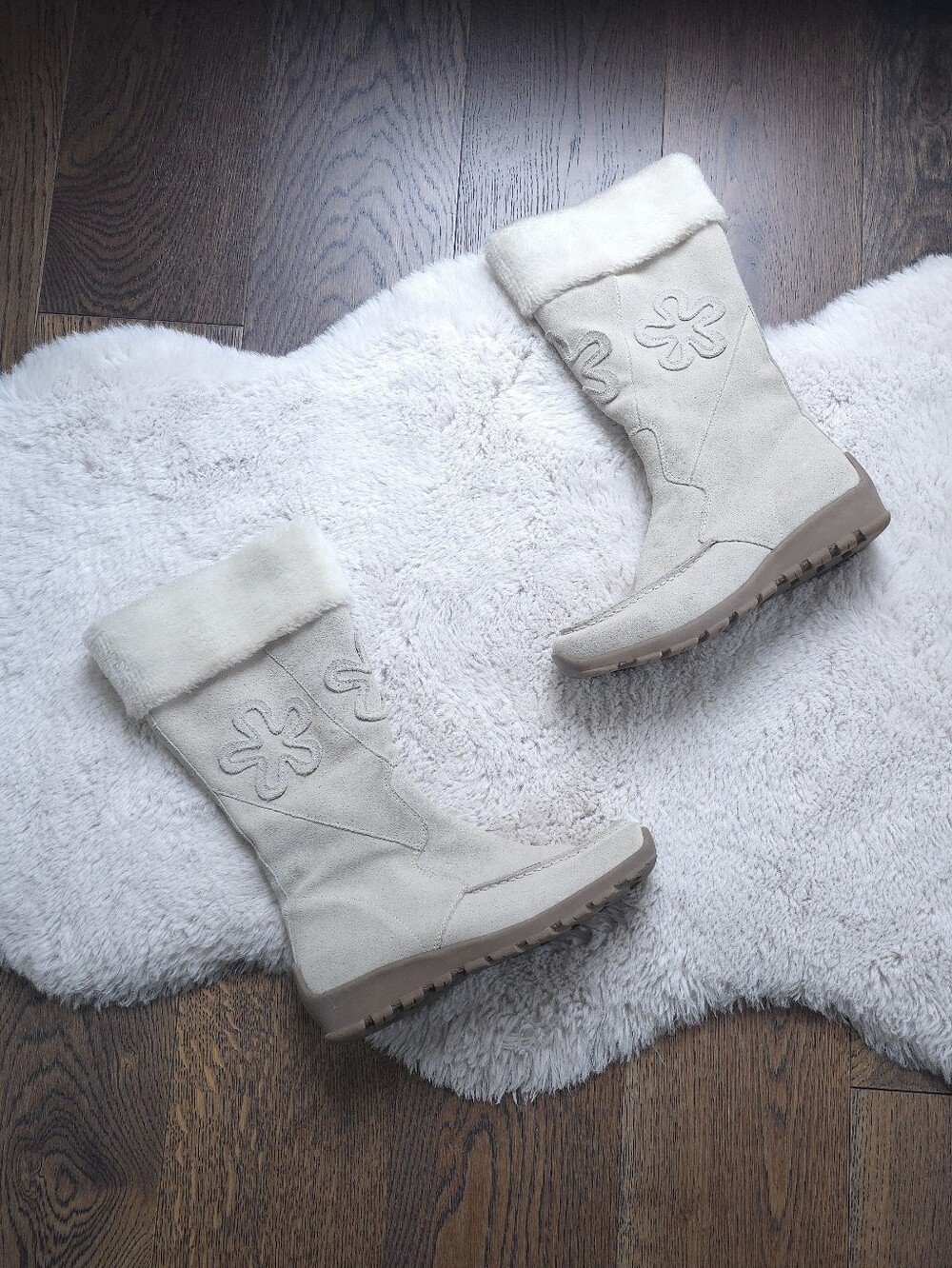 Y2K Suede Leather Floral Nevada Casual Boots